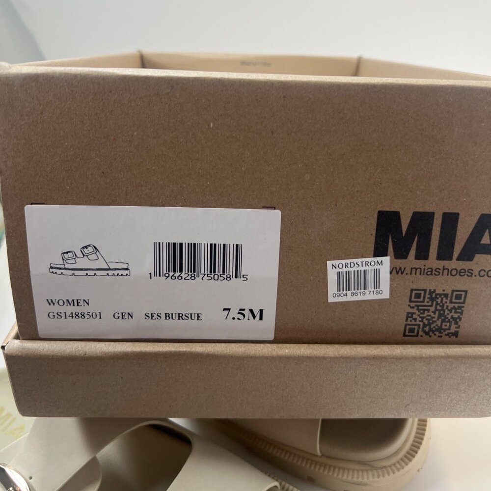 MIA Gen Chunky Sandals Women Double Buckle Beige Slides Size 7.5 - Picture 7 of 8